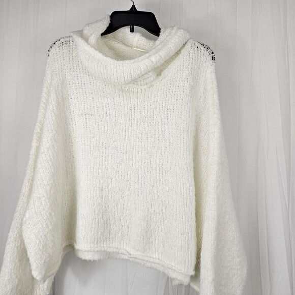 Free People BFF Oversized Cropped Ivory Womens Size Small Cowl Neck - Picture 2 of 4